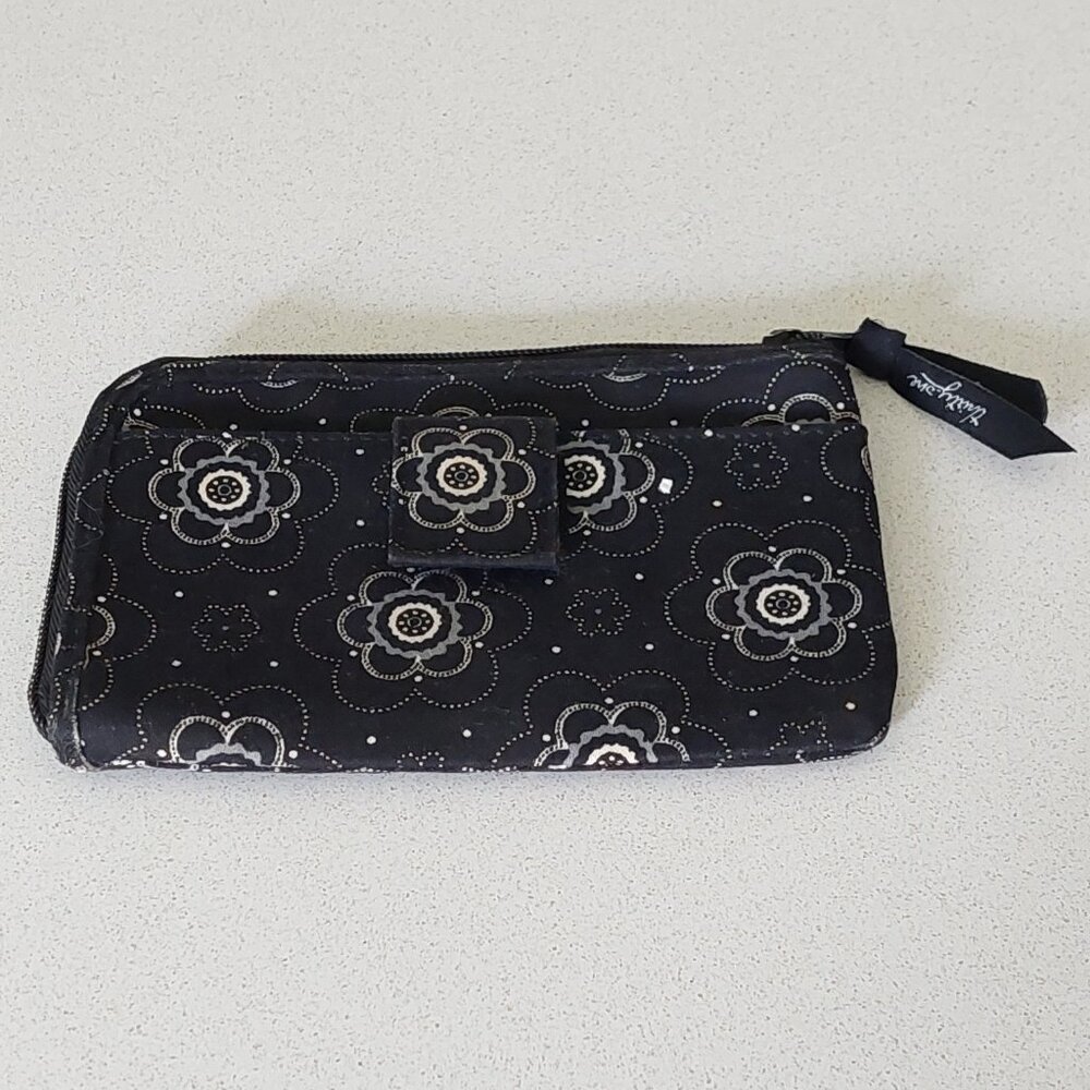 Thirty one Black Floral Cotton Zip Around Wallet
